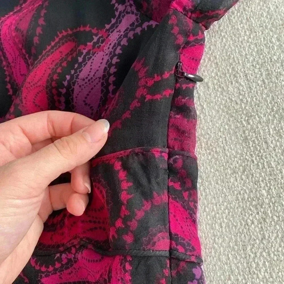 VTG Y2K 100% Silk Blouse Black Pink M Medium Whimsygoth Fairycore Goth Babydoll - Picture 7 of 11